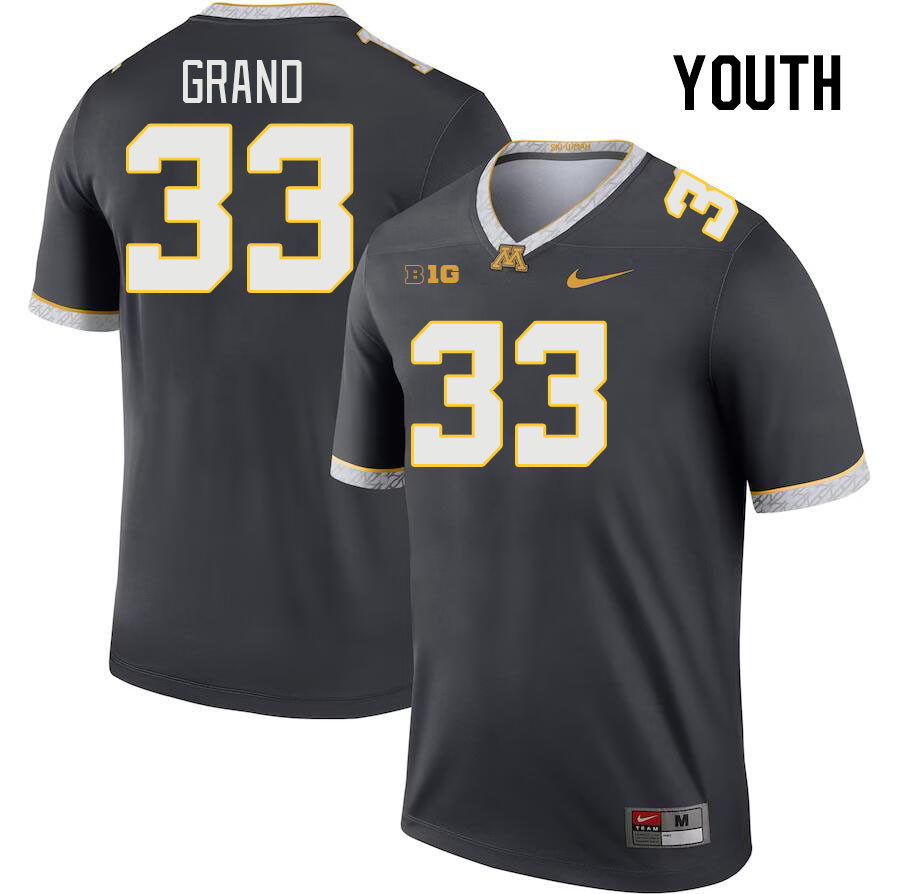 Youth #33 Max Grand Minnesota Golden Gophers College Football Jerseys Stitched-Charcoal
